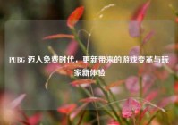 PUBG 迈入免费时代，更新带来的游戏变革与玩家新体验