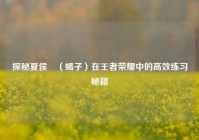 探秘夏侯惇（蝎子）在王者荣耀中的高效练习秘籍