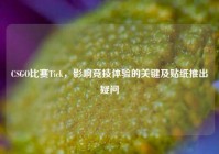 CSGO比赛Tick，影响竞技体验的关键及贴纸推出疑问