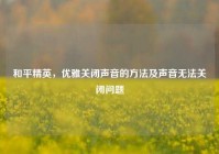 和平精英，优雅关闭声音的方法及声音无法关闭问题