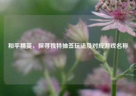 和平精英，探寻独特抽签玩法及对应游戏名称