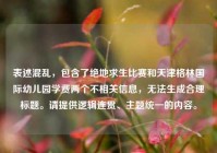 表述混乱，包含了绝地求生比赛和天津格林国际幼儿园学费两个不相关信息，无法生成合理标题。请提供逻辑连贯、主题统一的内容。
