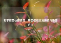 和平精英快捷语音，开启情感交流通道与设置方法