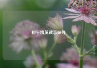 和平精英读音探寻