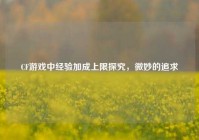 CF游戏中经验加成上限探究，微妙的追求
