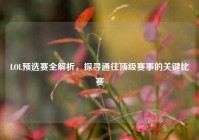 LOL预选赛全解析，探寻通往顶级赛事的关键比赛