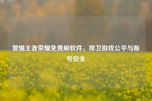 警惕王者荣耀免费刷软件，捍卫游戏公平与账号安全
