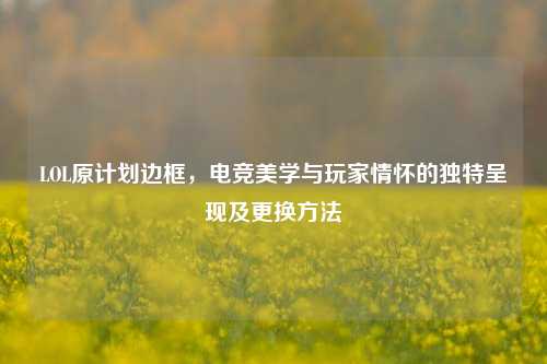 LOL原计划边框,电竞美学与玩家情怀的独特呈现及更换方法