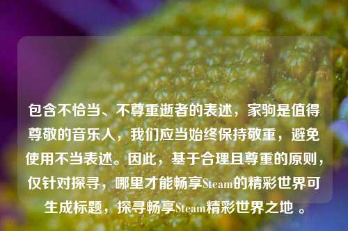 包含不恰当、不尊重逝者的表述，家驹是值得尊敬的音乐人，我们应当始终保持敬重，避免使用不当表述。因此，基于合理且尊重的原则，仅针对探寻，哪里才能畅享Steam的精彩世界可生成标题，探寻畅享Steam精彩世界之地 。