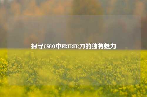 探寻CSGO中FRFRFR刀的独特魅力