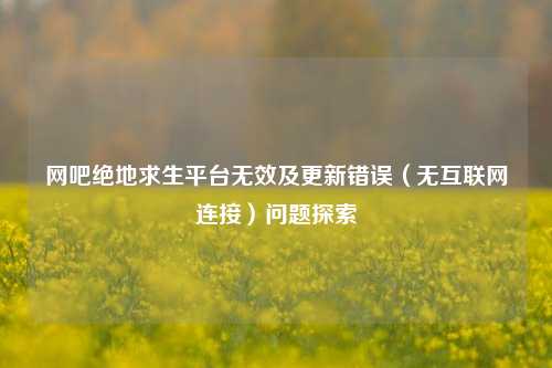网吧绝地求生平台无效及更新错误（无互联网连接）问题探索
