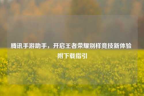 腾讯手游助手,开启王者荣耀别样竞技新体验 附下载指引