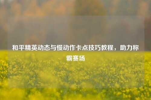 和平精英动态与慢动作卡点技巧教程，助力称霸赛场