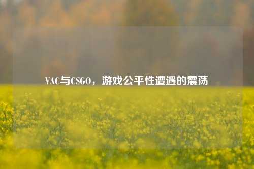 VAC与CSGO，游戏公平性遭遇的震荡