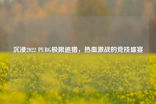 沉浸2022 PUBG极限追猎,热血激战的竞技盛宴