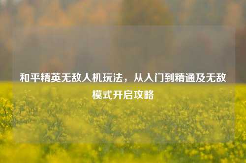 和平精英无敌人机玩法,从入门到精通及无敌模式开启攻略