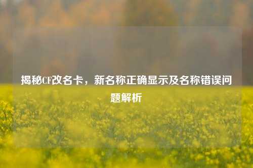 揭秘CF改名卡,新名称正确显示及名称错误问题解析