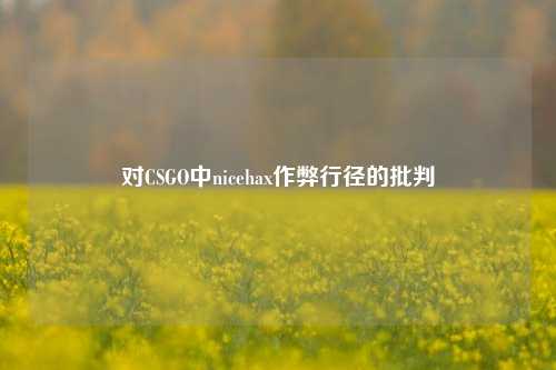 对CSGO中nicehax作弊行径的批判