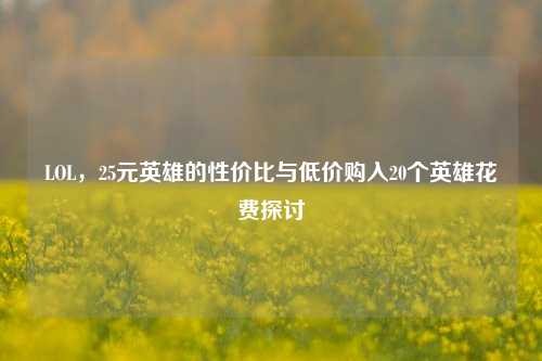 LOL,25元英雄的性价比与低价购入20个英雄花费探讨
