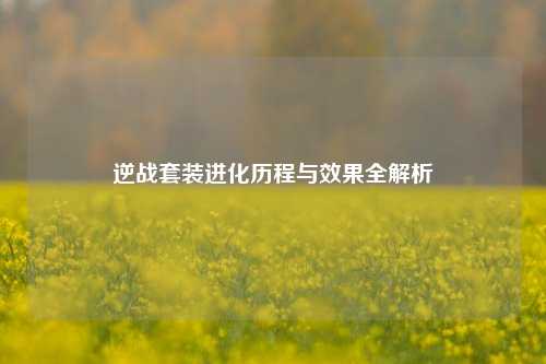 逆战套装进化历程与效果全解析