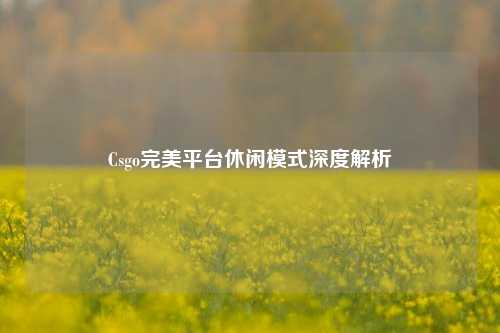 Csgo完美平台休闲模式深度解析