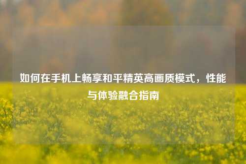 如何在手机上畅享和平精英高画质模式,性能与体验融合指南