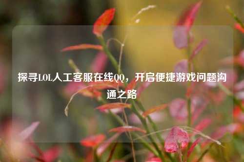 探寻LOL人工客服在线QQ,开启便捷游戏问题沟通之路