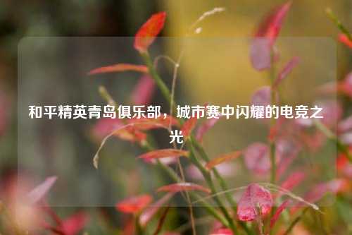和平精英青岛俱乐部,城市赛中闪耀的电竞之光