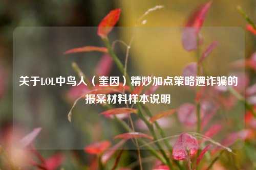关于LOL中鸟人(奎因)精妙加点策略遭诈骗的报案材料样本说明