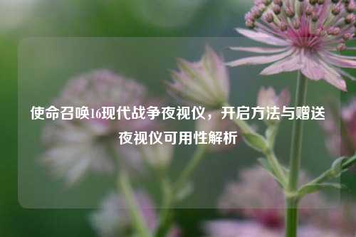 使命召唤16现代战争夜视仪,开启方法与赠送夜视仪可用性解析