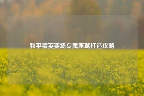 和平精英赛场专属座驾打造攻略