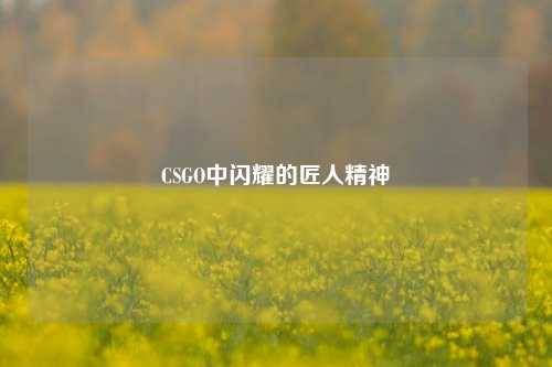 CSGO中闪耀的匠人精神
