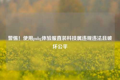 警惕!使用pubg体验服直装科技属违规违法且破坏公平
