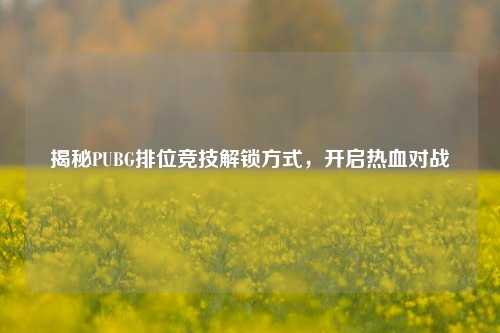 揭秘PUBG排位竞技解锁方式,开启热血对战