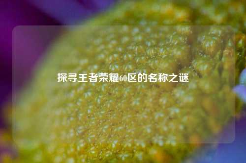 探寻王者荣耀60区的名称之谜
