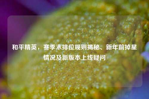 和平精英,赛季末排位规则揭秘、新年前掉星情况及新版本上线疑问