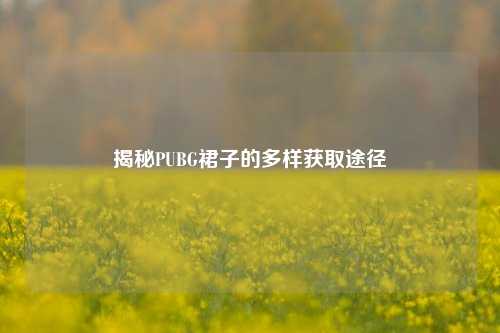 揭秘PUBG裙子的多样获取途径