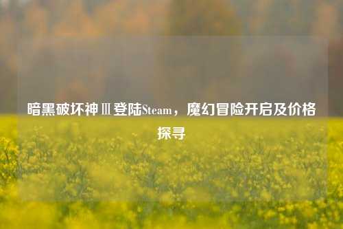 暗黑破坏神Ⅲ登陆Steam,魔幻冒险开启及价格探寻