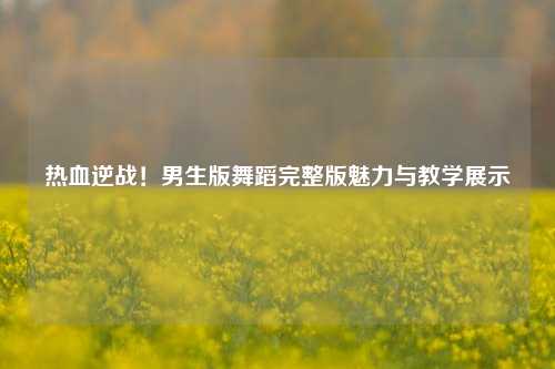 热血逆战!男生版舞蹈完整版魅力与教学展示