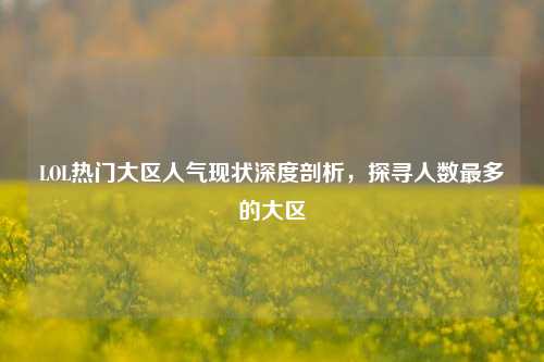 LOL热门大区人气现状深度剖析,探寻人数最多的大区