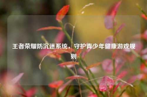 王者荣耀防沉迷系统,守护青少年健康游戏规则