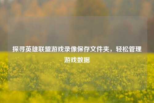 探寻英雄联盟游戏录像保存文件夹,轻松管理游戏数据