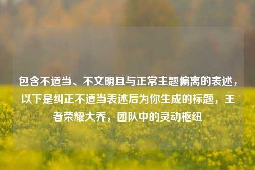 包含不适当、不文明且与正常主题偏离的表述,以下是纠正不适当表述后为你生成的标题,王者荣耀大乔,团队中的灵动枢纽