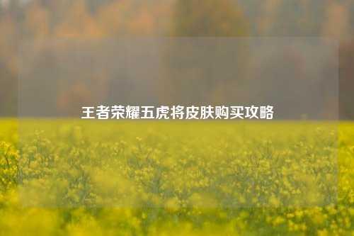 王者荣耀五虎将皮肤购买攻略