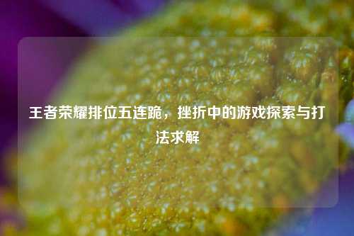 王者荣耀排位五连跪,挫折中的游戏探索与打法求解