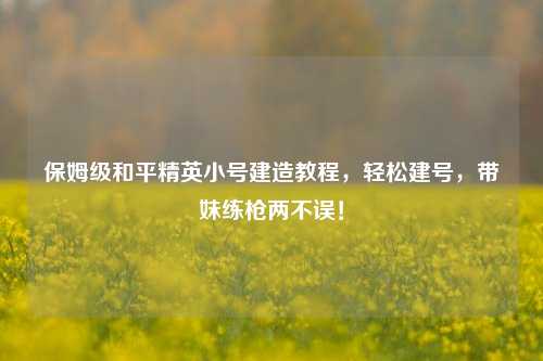 保姆级和平精英小号建造教程,轻松建号,带妹练枪两不误!