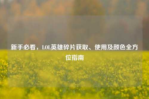 新手必看,LOL英雄碎片获取、使用及颜色全方位指南